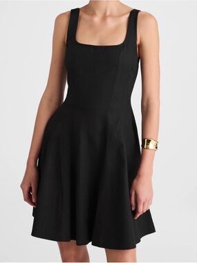 NWT!! | MADEWELL Women’s Seamed Open Squareneck Mini Dress | Jet Black | Size 00